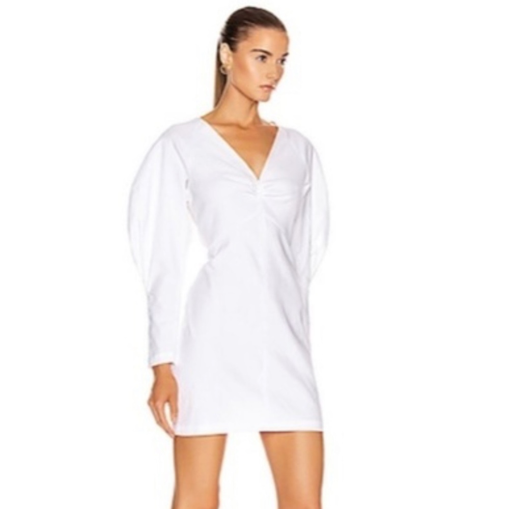 A.L.C. NWT Aila Long Sleeve White Linen Blend Mini Dress Size 2 4